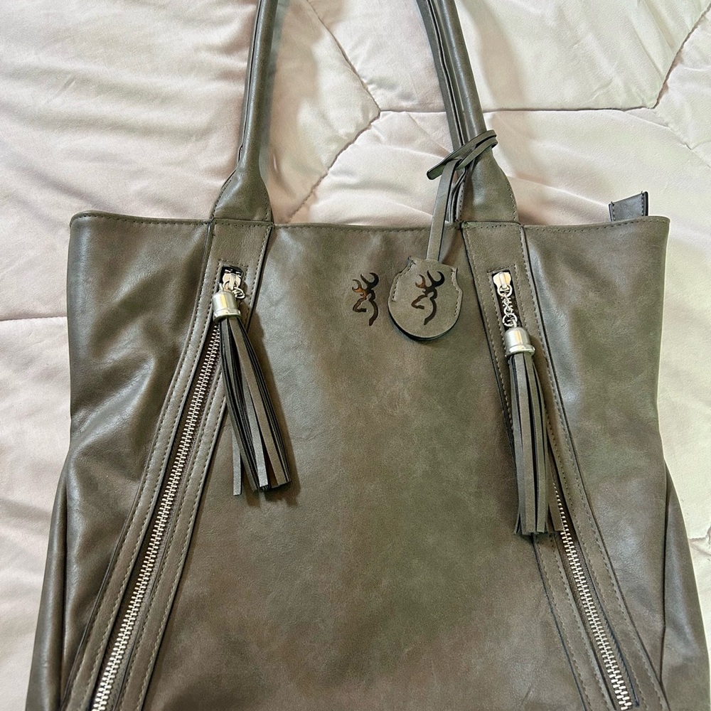 Browning Concealed Carry Charcoal gray Tote Bag with Tassels